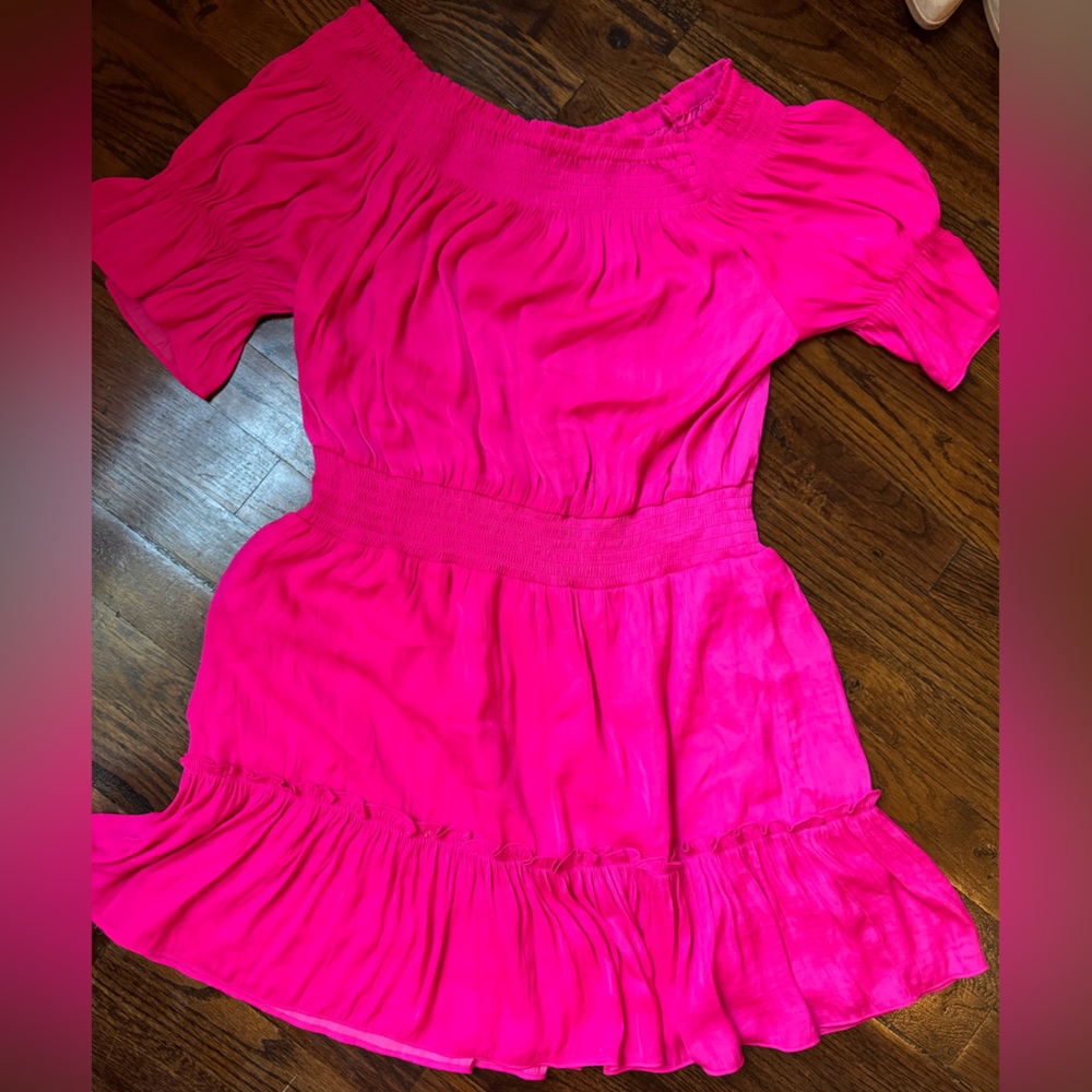 Hot pink silk dress